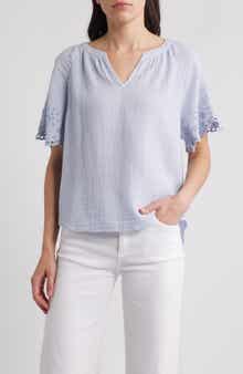 beachlunchlounge Dessa Eyelet Detail Cotton Top