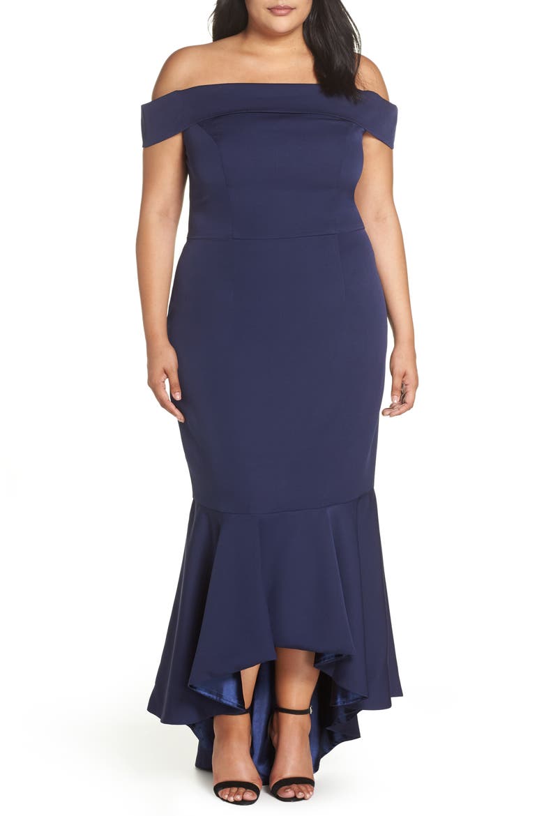 Off the Shoulder Dress, Main, color, NAVY