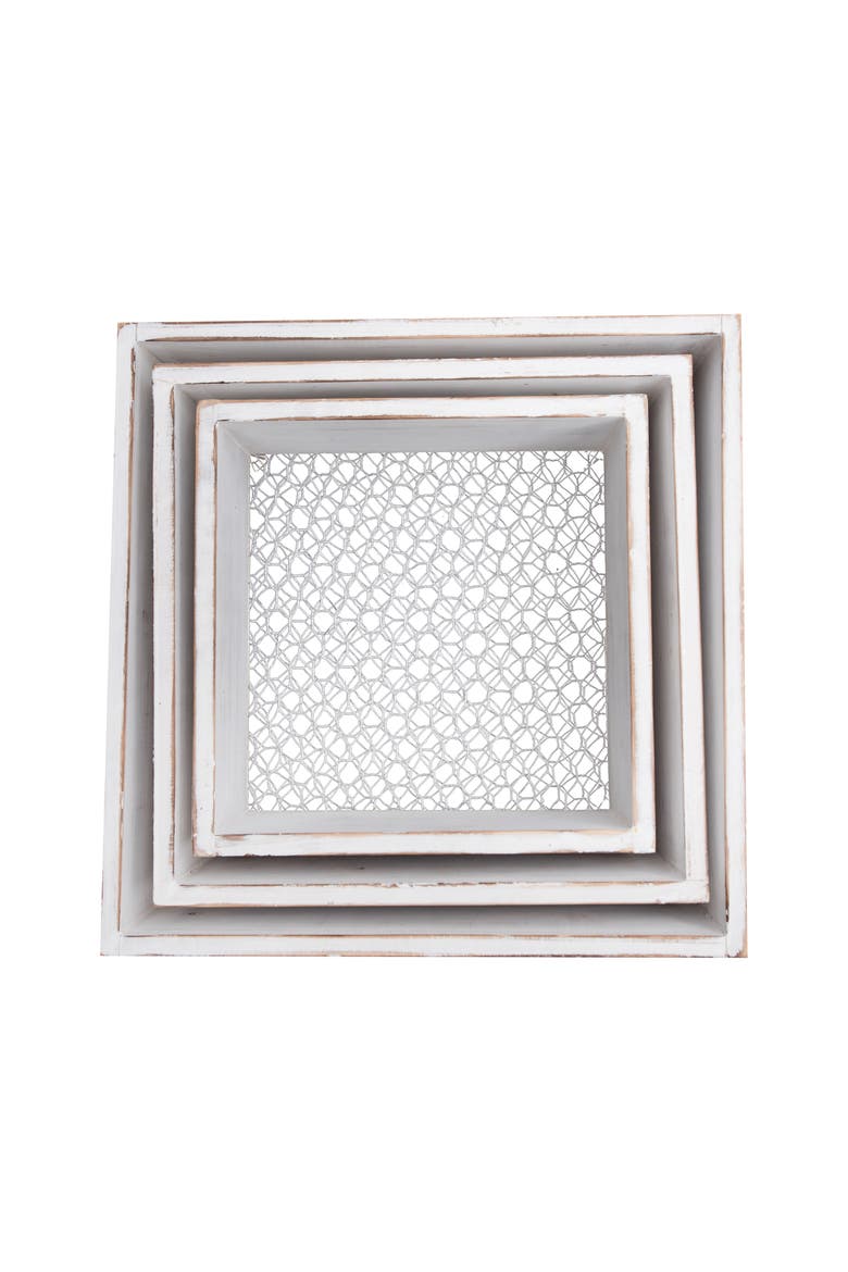 French Wire Wall Box, Set of 3, Alternate, color, White