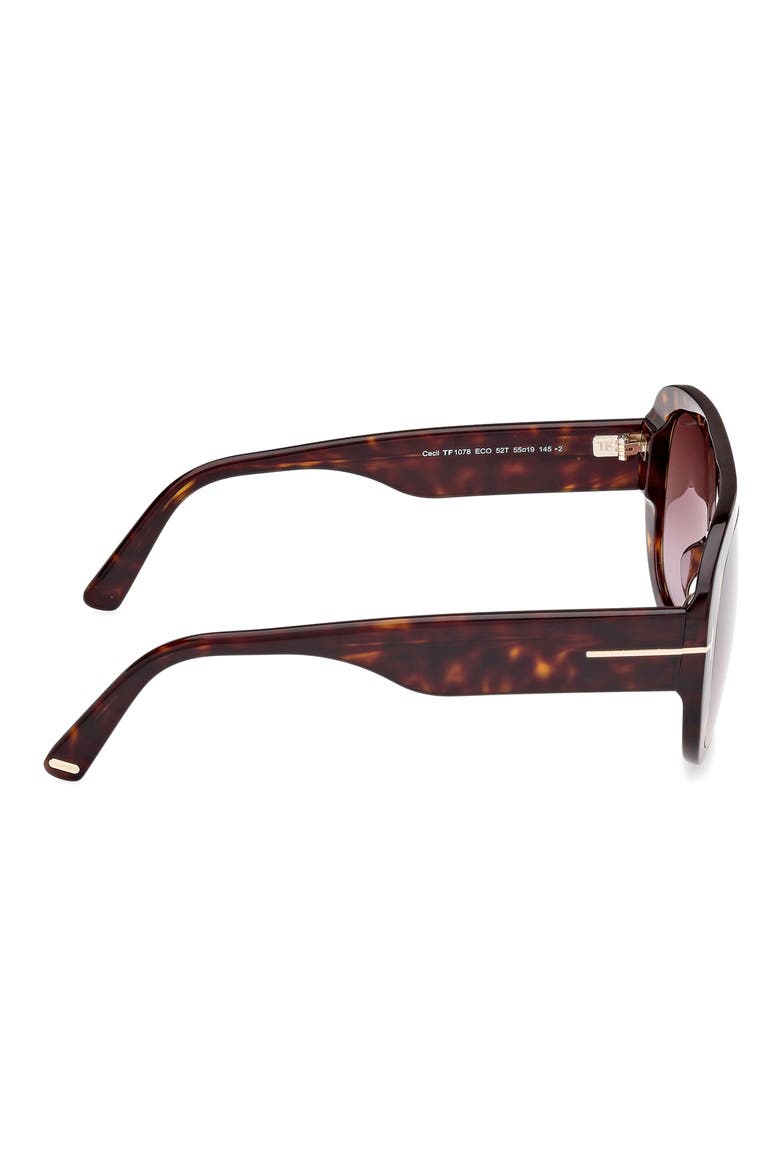 Cecil 55mm Pilot Sunglasses, Alternate, color, SHINY DARK HAVANA / BORDEAUX