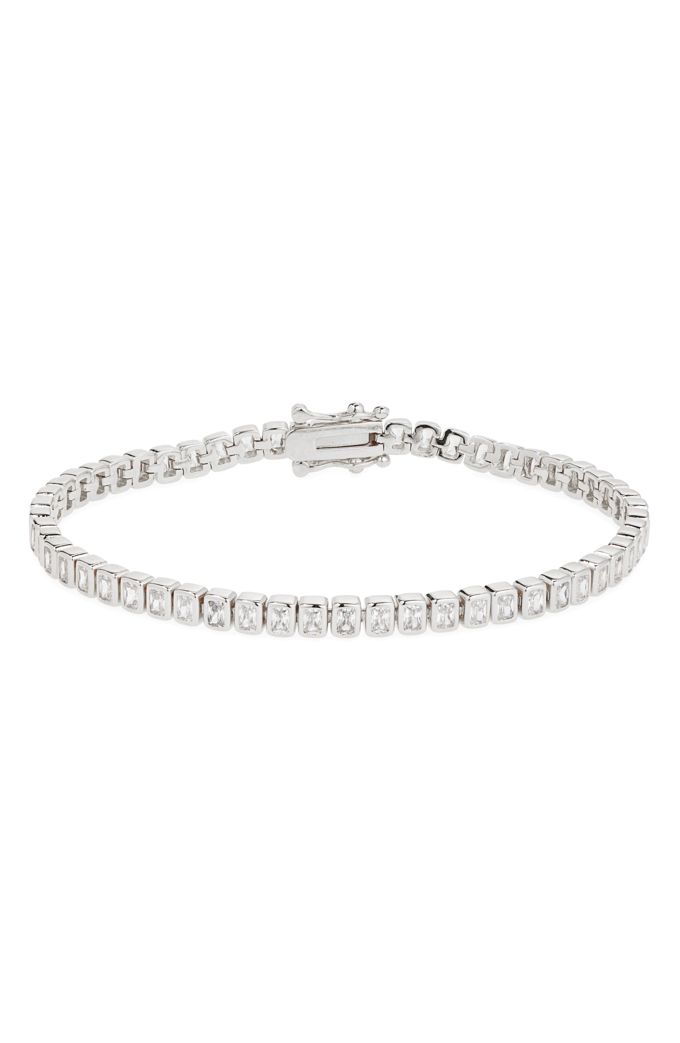 Nordstrom Baguette Cubic Zirconia Bezel Tennis Bracelet