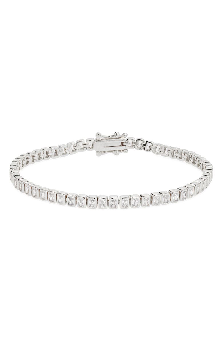 Nordstrom Baguette Cubic Zirconia Bezel Tennis Bracelet, Main, color, Clear- Silver
