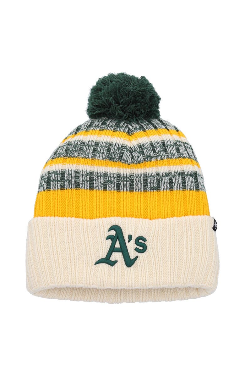 '47 Men's '47 Natural Oakland Athletics Tavern Cuffed Knit Hat with Pom, Main, color, Natural