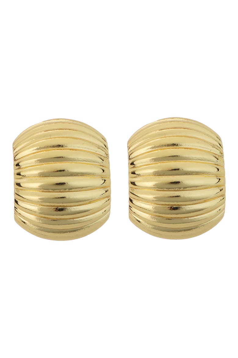 Grooved Domed Earrings, Main, color, GOLD