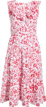 Caslon® Ruffle Sleeveless Tiered Cotton Midi Dress