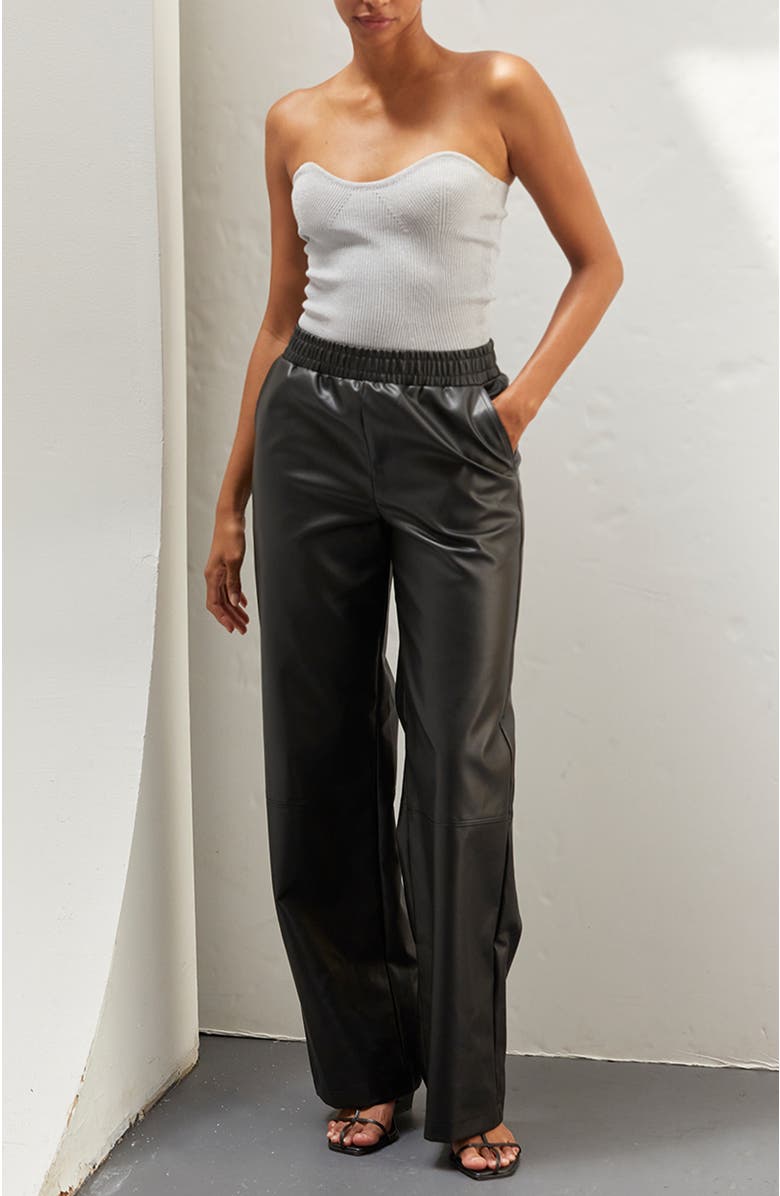 CRESCENT Faux Leather Straight Leg Pants, Alternate, color, 