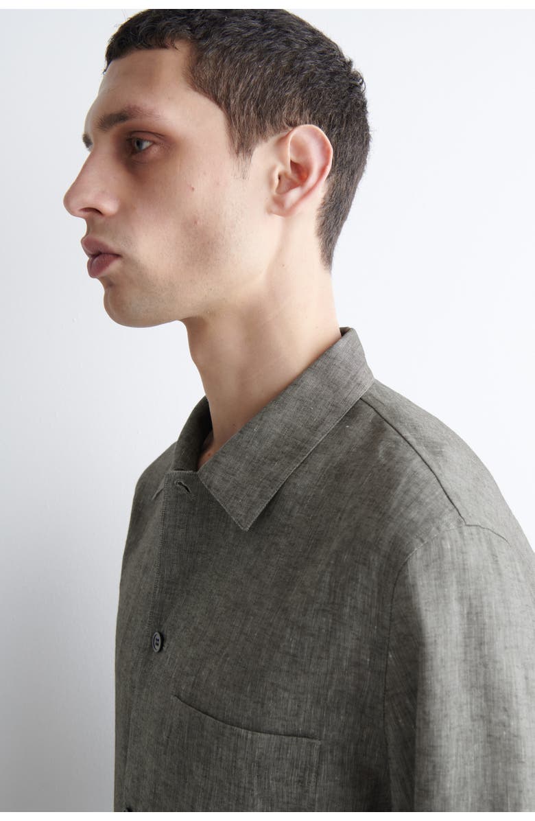 COS Linen Relaxed Shirt, Alternate, color, Gray Mélange