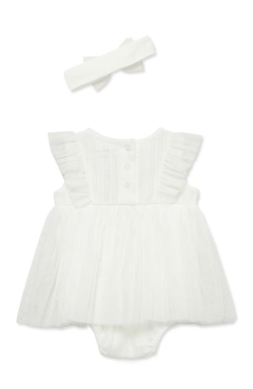 Little Me Strawberry Popover Dress & Headband Set In Ivory