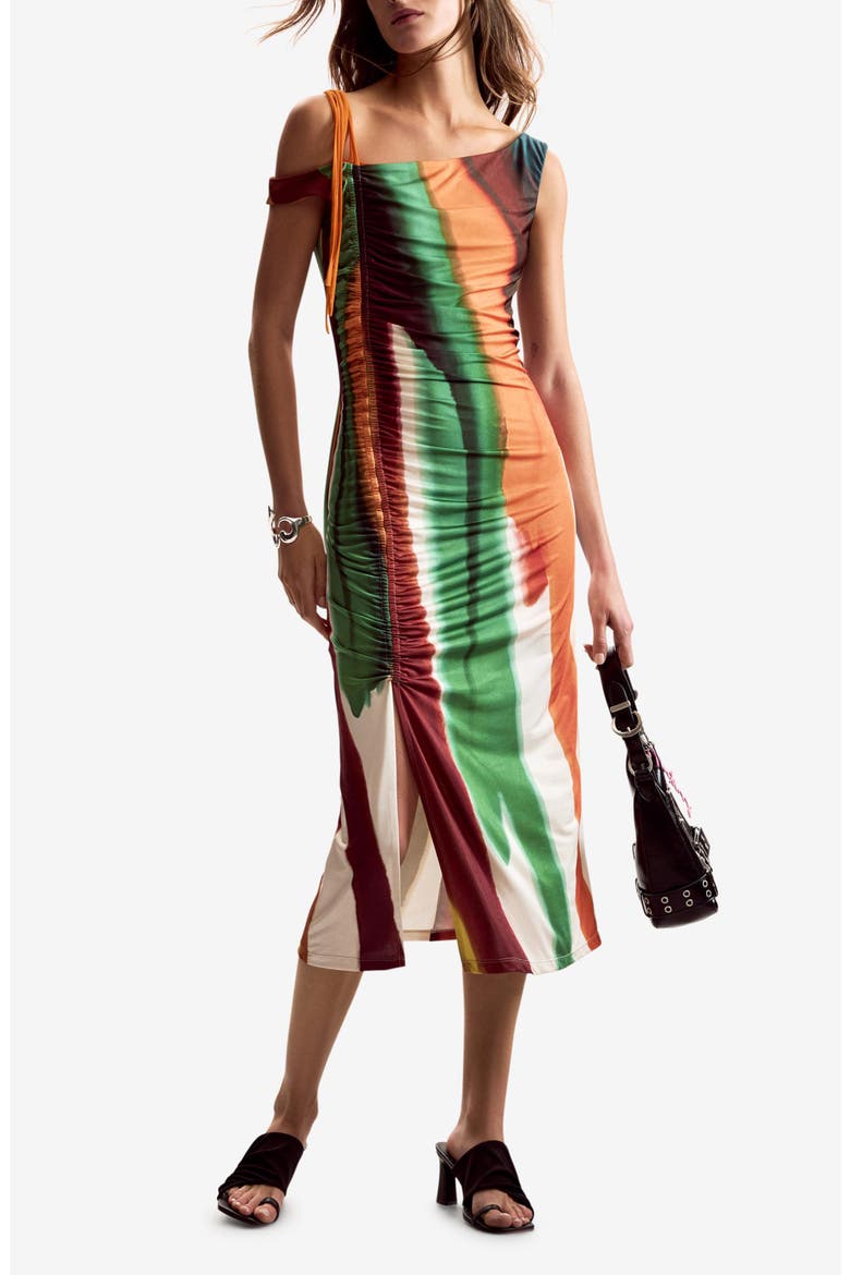 Stripe Asymmetric Dress, Main, color, OFF WHITE