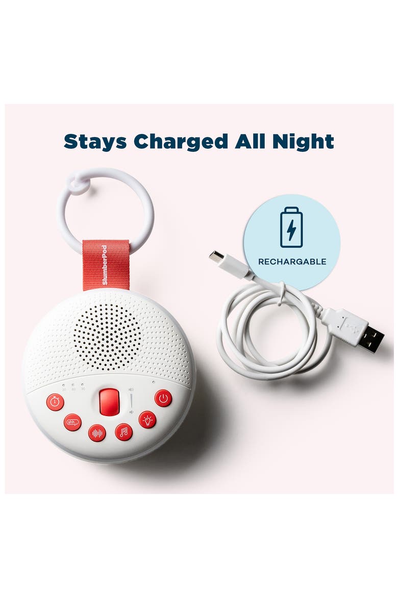 SlumberCalm Portable Sound & White Noise Machine, Alternate, color, WHITE/RED