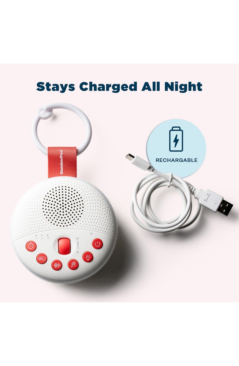 SlumberPod SlumberCalm Portable Sound & White Noise Machine, Alternate, color, White/Red