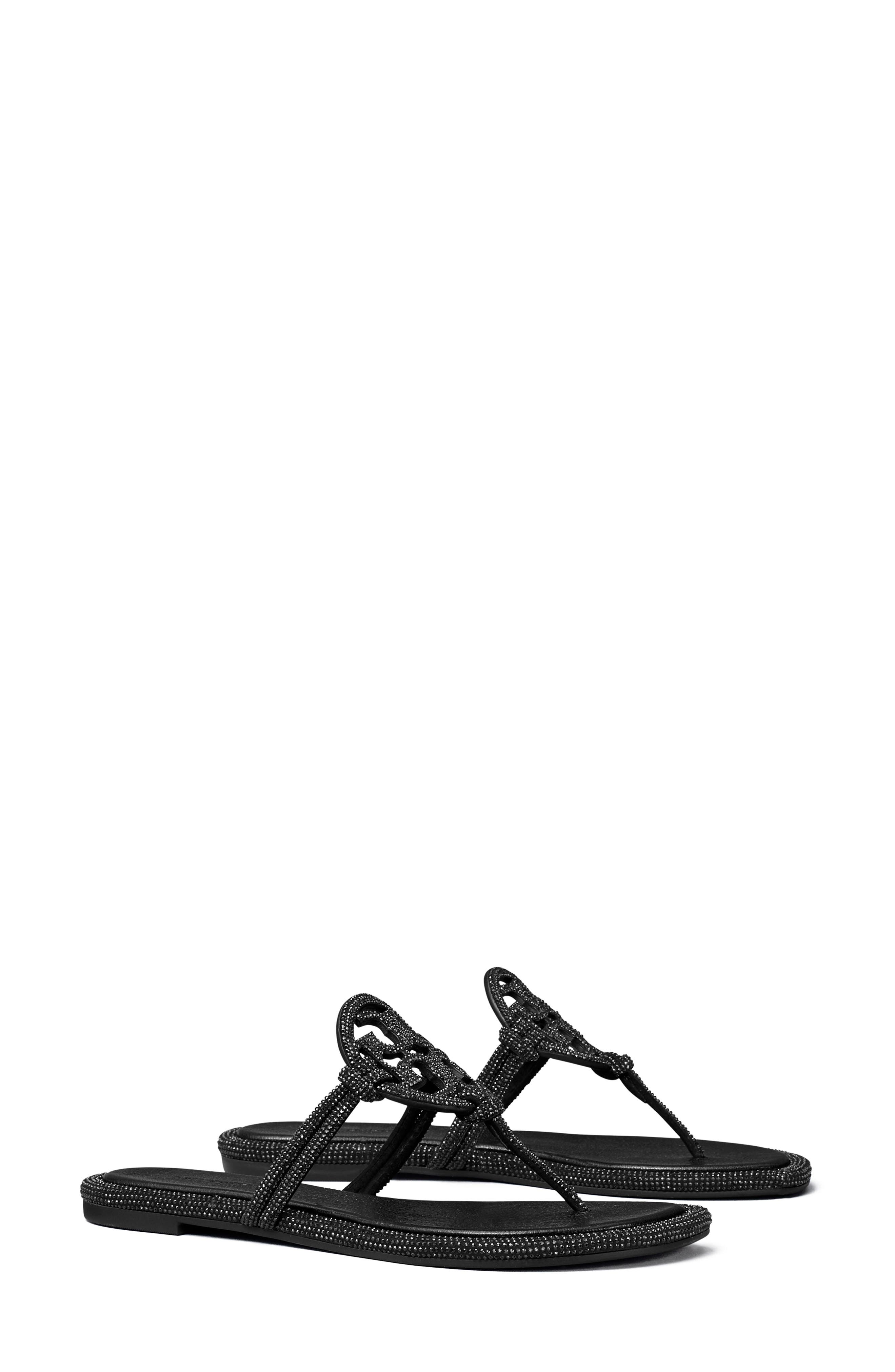 Tory Burch Miller Knotted Pavé Thong Sandal, Alternate, color, Perfect Black