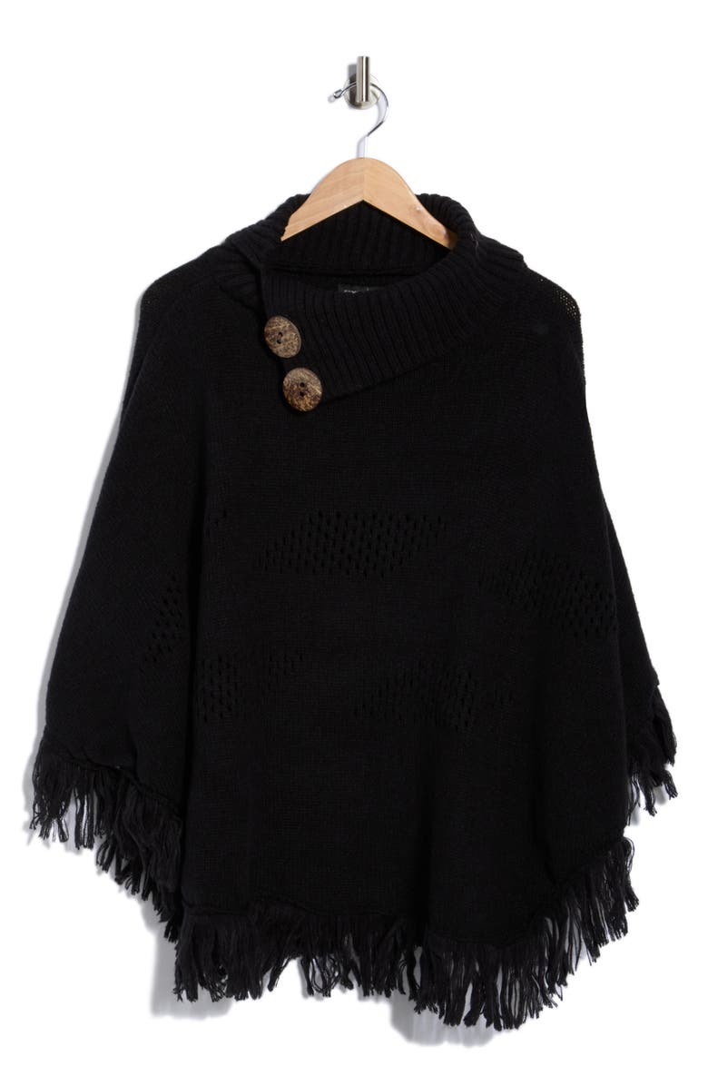 Nanette Lepore Diamond Eyelet Weave Poncho, Alternate, color, Black