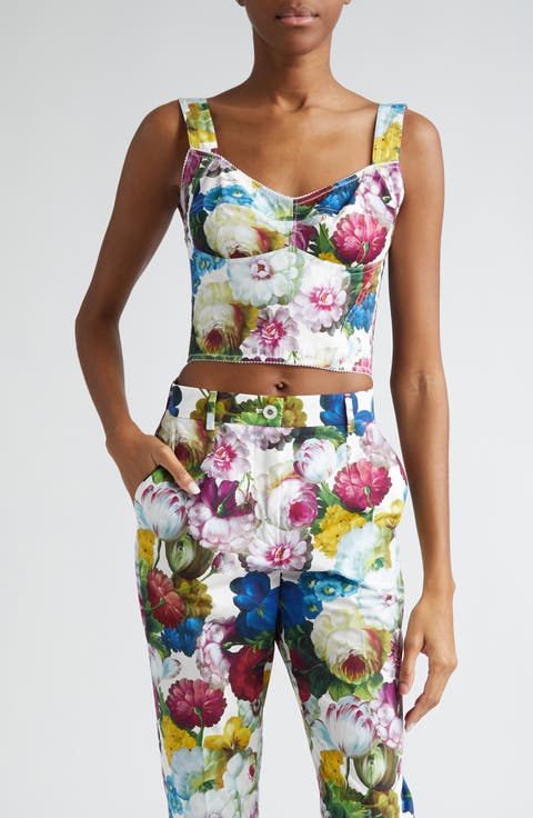 Nocturnal Floral Print Bustier Top