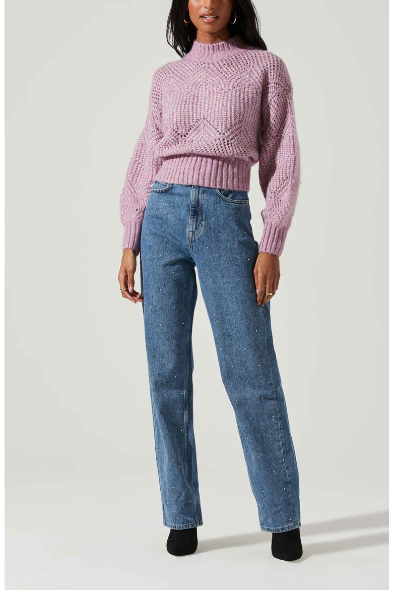 Serenity Balloon Sleeve Pointelle Sweater, Alternate, color, LILAC