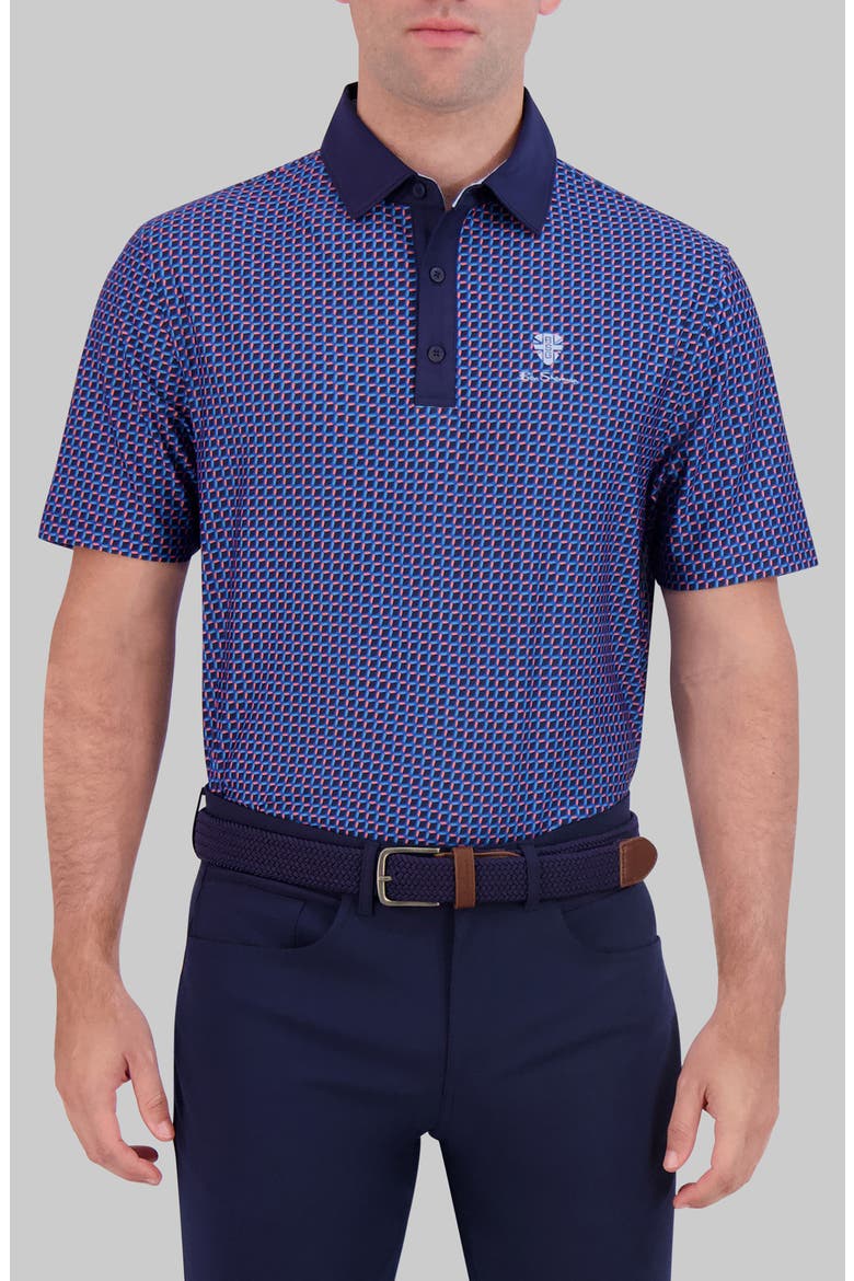 Retro Geo Performance Golf Polo, Main, color, CORAL