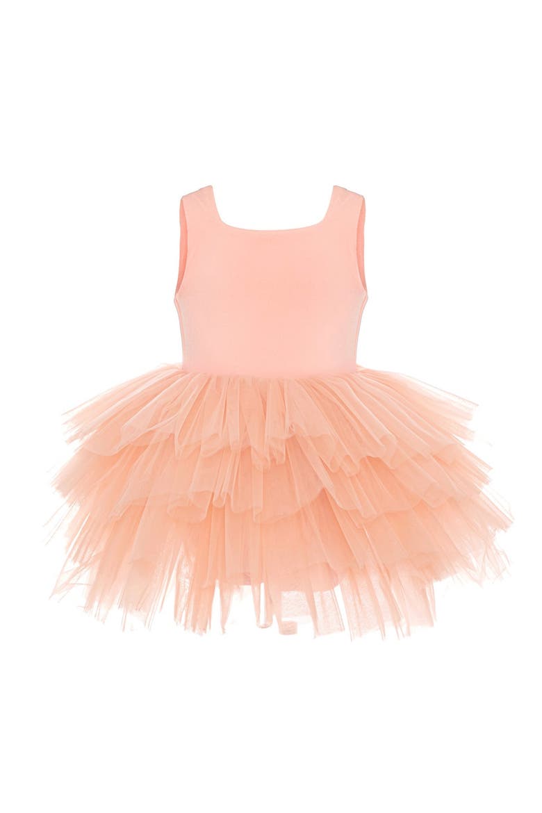 Sunset Sleeveless Fluffy Tutu Dress, Alternate, color, Salmon Sunset