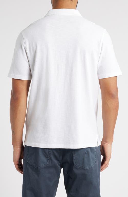 Treasure & Bond Lived In Johnny Collar Slub Cotton Pocket Polo In White
