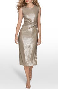 Donna Karan New York Sequin Sleeveless Midi Dress