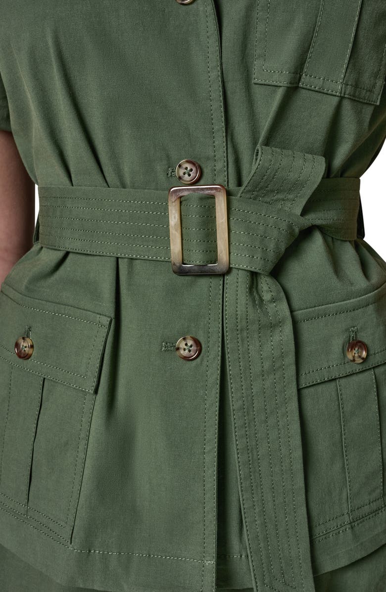 Donna Karan New York Short Sleeve Belted Jacket, Alternate, color, Verde