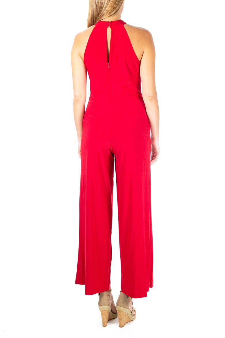 Twist Halter Knit Jumpsuit, Alternate, color, NINA RED