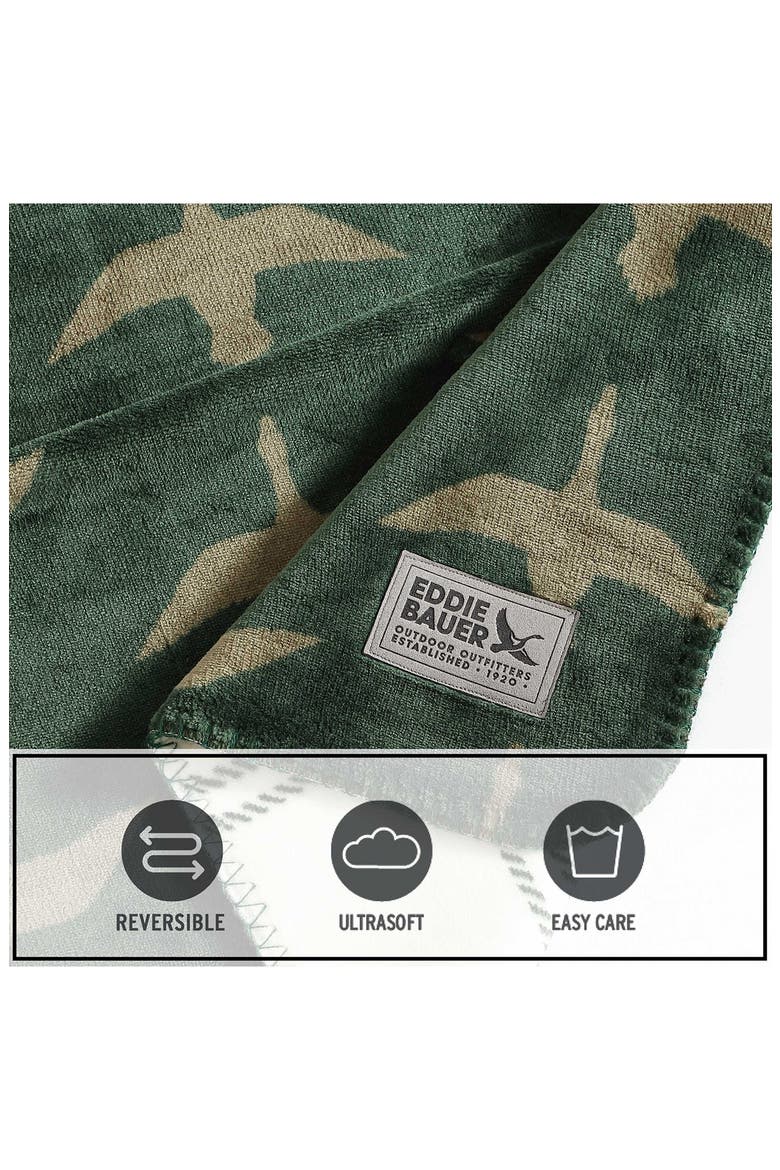 Geese Reversible Flannel Throw Blanket, Alternate, color, GREEN