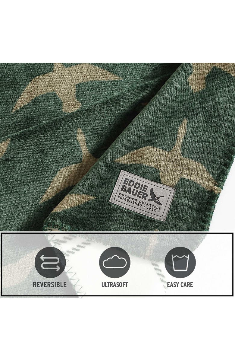 Eddie Bauer Geese Reversible Flannel Throw Blanket, Alternate, color, Green