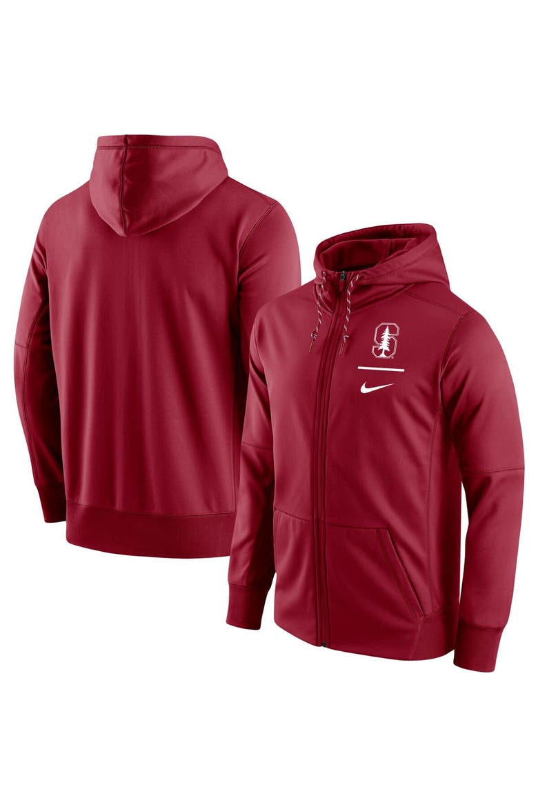 Men's Nike Cardinal Stanford Cardinal Logo Stack Performance Full-Zip Hoodie, Main, color, Cardinal