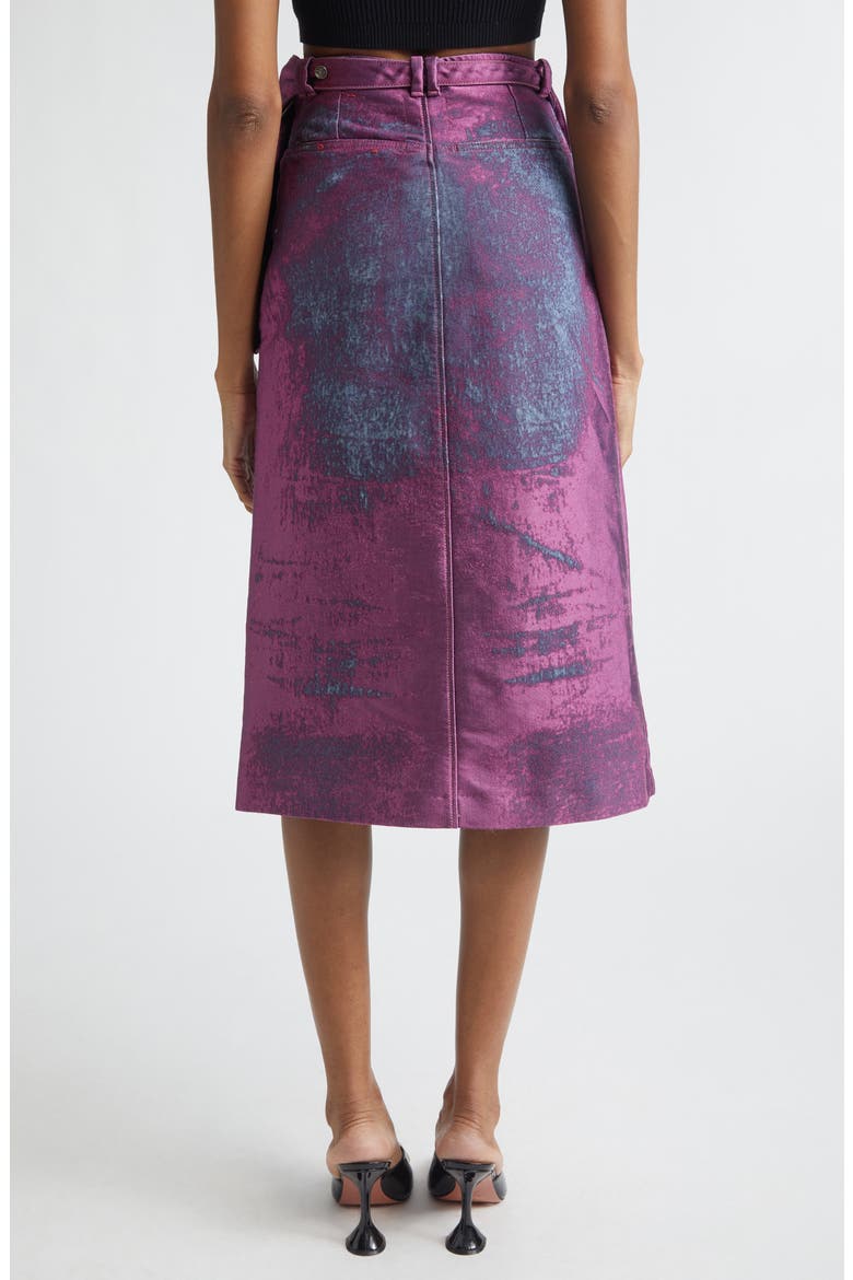 De-Sira Satin Denim Midi Pencil Skirt, Alternate, color, PURPLE