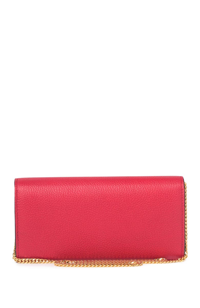 McQueen Skull Pebbled Wallet with Chain Strap, Alternate, color,