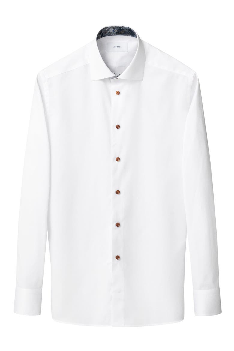Slim Fit White Cotton Dress Shirt, Alternate, color, WHITE