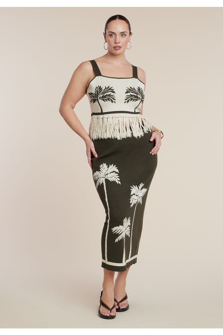 Intarsia Column Skirt, Alternate, color, TRIO PALM OLIVE