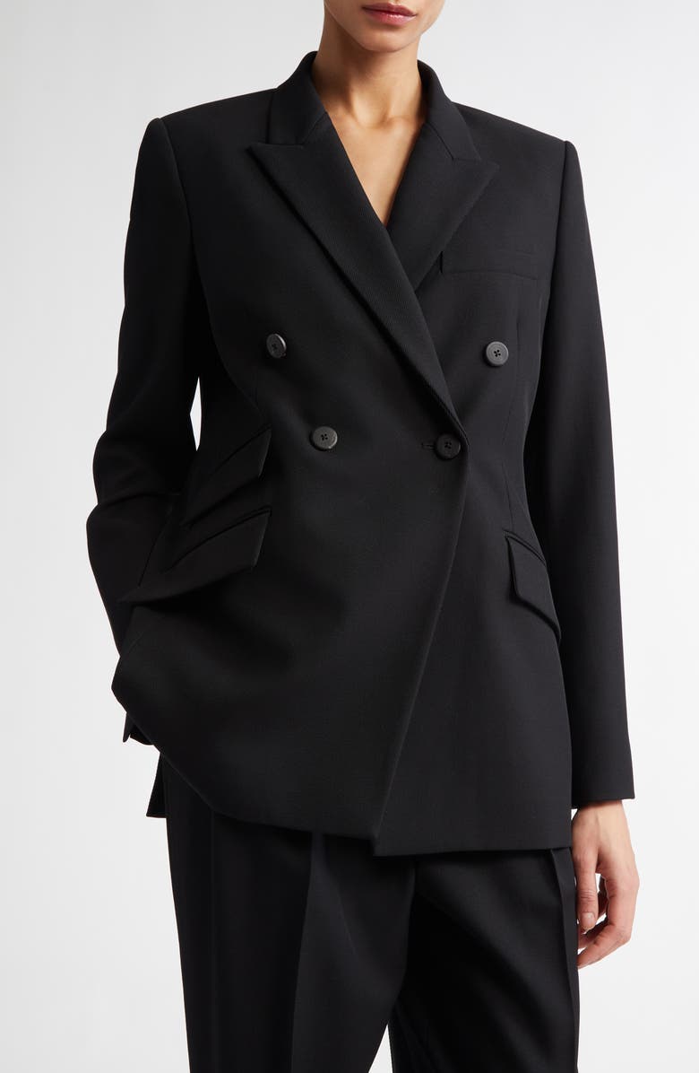 PARTOW Steph Double Breasted Virgin Wool Blazer, Alternate, color, Black