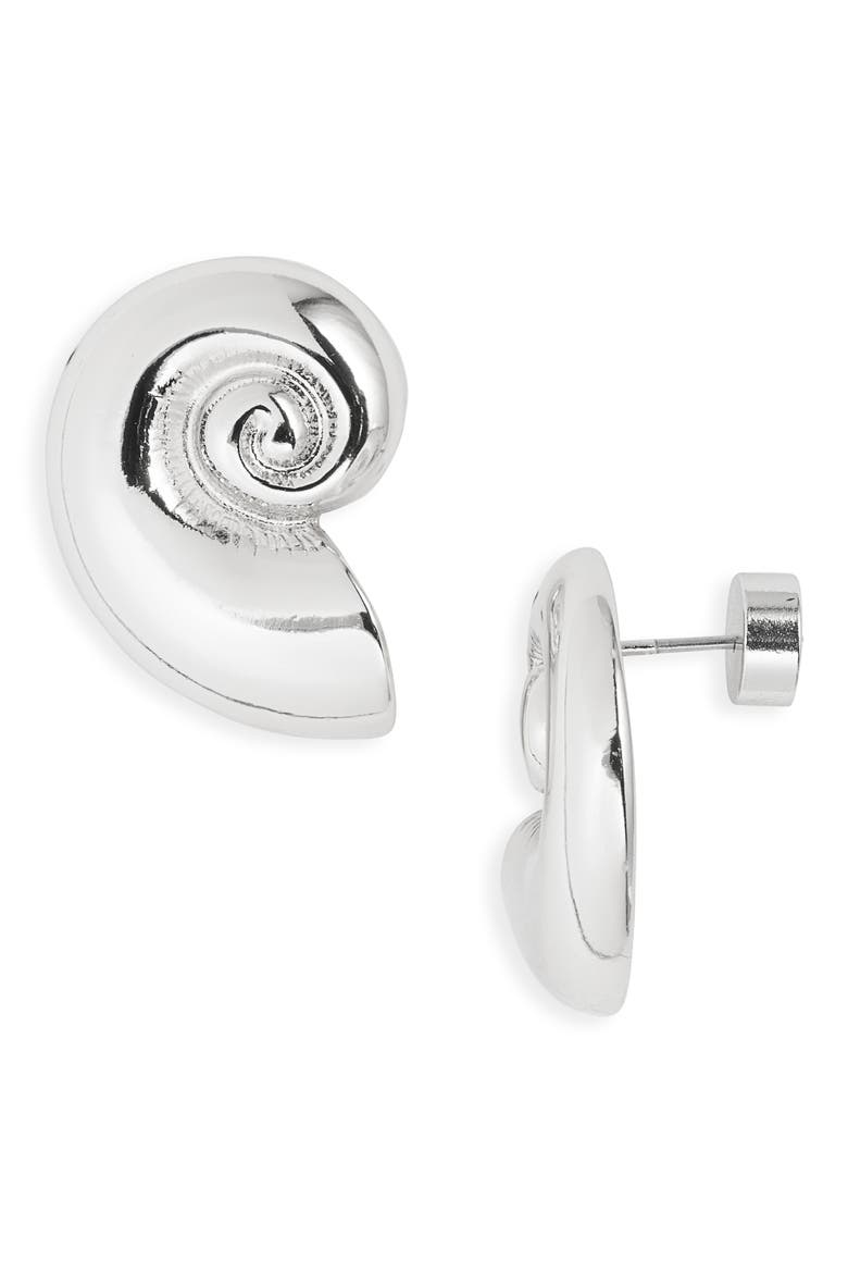 Nautilus Earrings, Main, color, SILVER