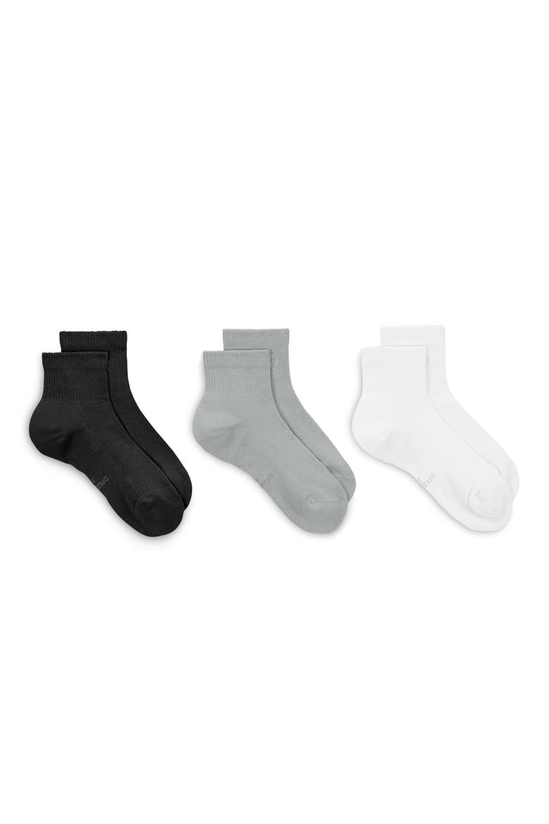 Everyday Elevated Assorted 3-Pack Ankle Socks, Alternate, color, BLACK/LIGHT SMOKE GREY/WHITE