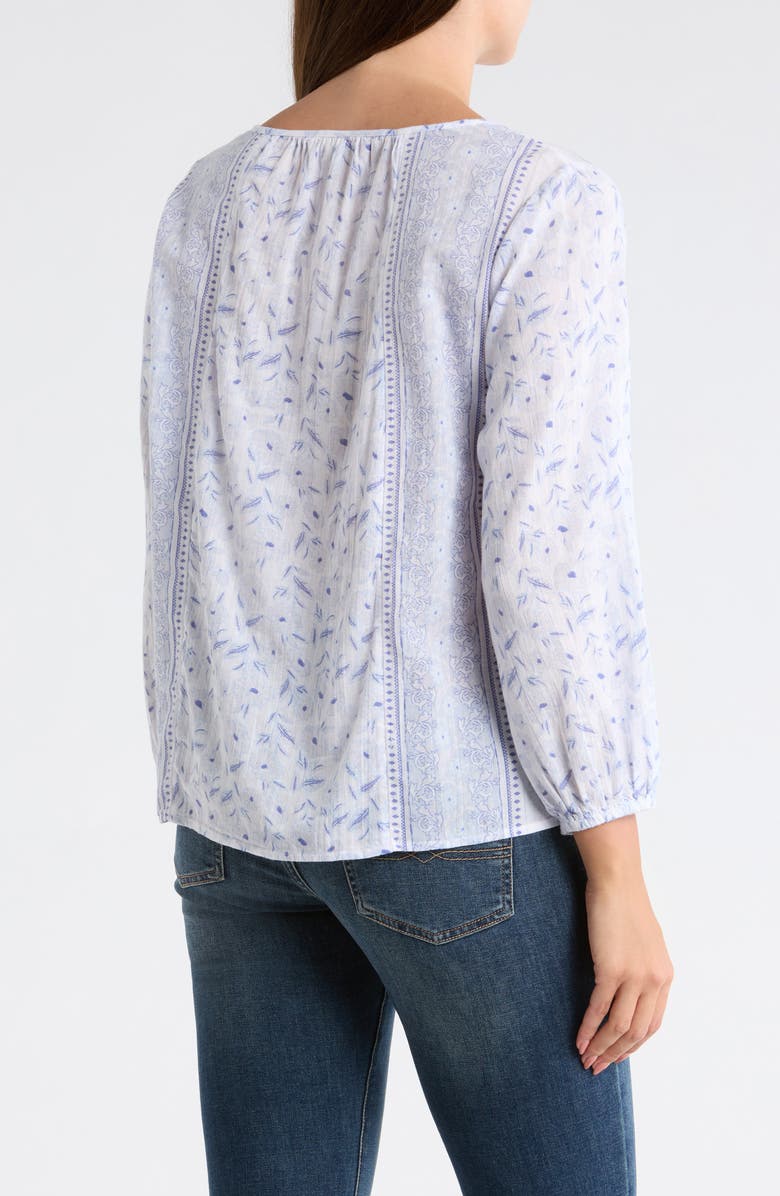 Lucky Brand Long Sleeve Cotton Top, Alternate, color, Blue Multi