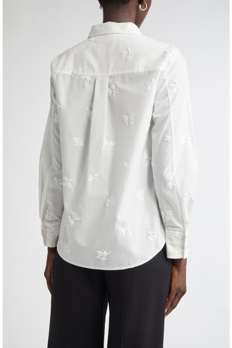 Sequin Floral Embroidered Button-Up Shirt, Alternate, color, IVORY