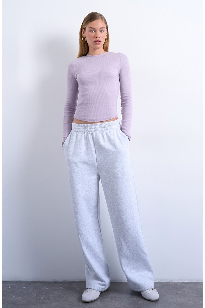 Long Sleeve Curve Hem Top, Main, color, LILAC