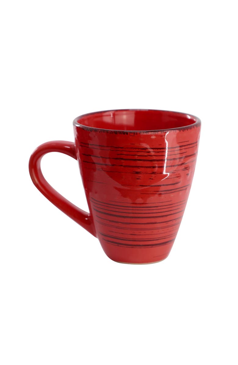 Elama Malibu Ocean Bloom 16-Piece Dinnerware Set, Alternate, color, Red