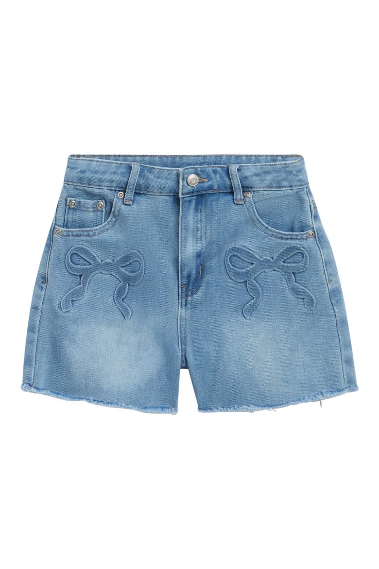 Kids' Bow Embroidered Shorts, Main, color, INDIGO