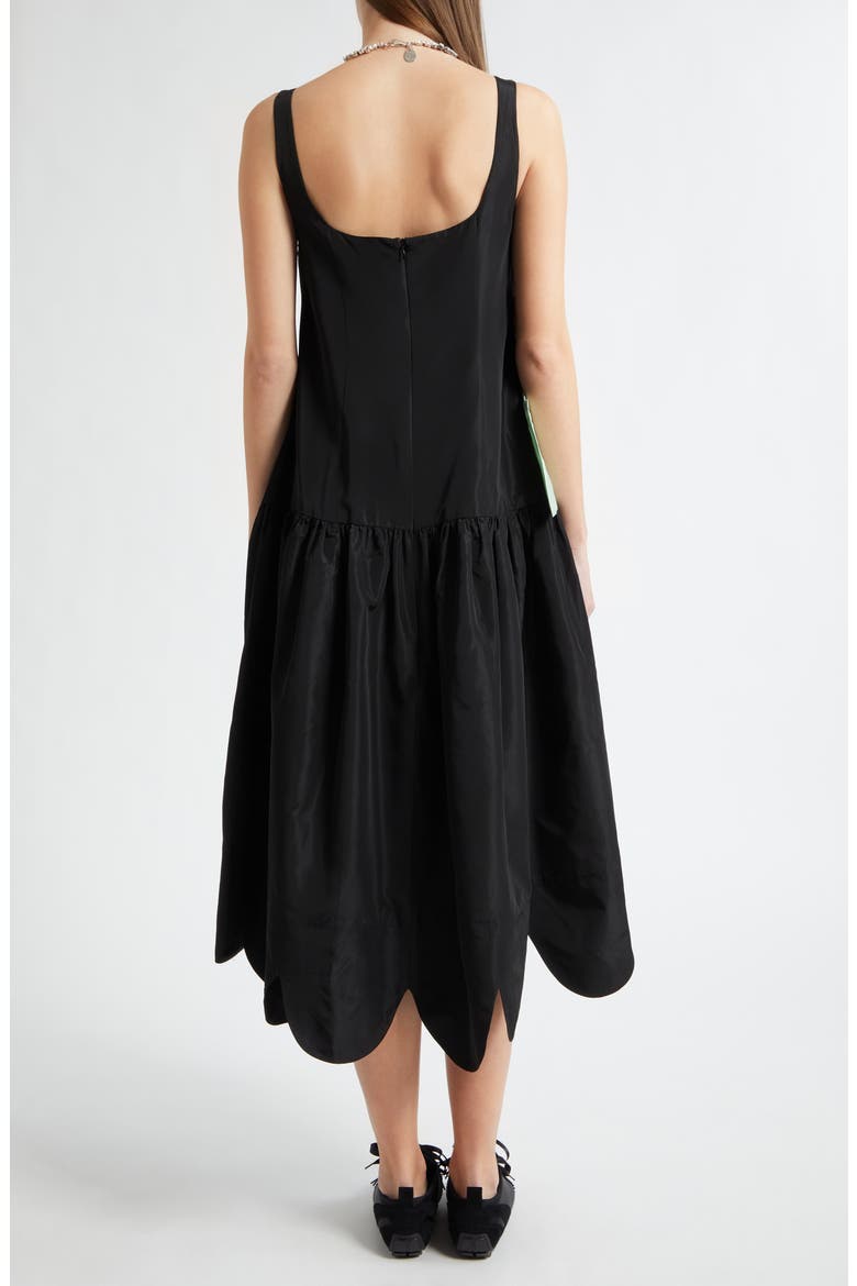 Pressed Rosette Tilted Neck Dress, Alternate, color, BLACK/ MULTI
