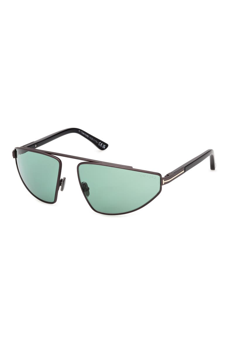 Parker 64mm Oversize Pilot Sunglasses, Alternate, color, MATTE DARK RUTHENIUM/ GREEN LENS