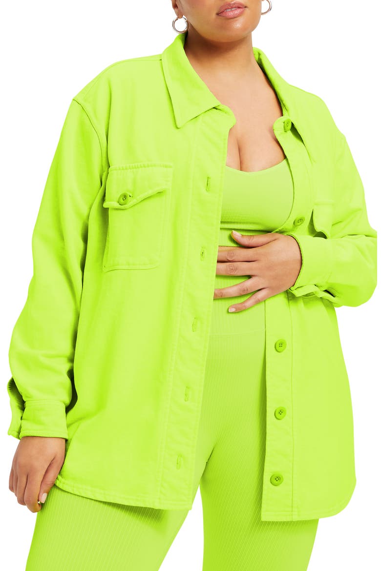 Cotton Fleece Shacket, Alternate, color, ELECTRIC LIME002