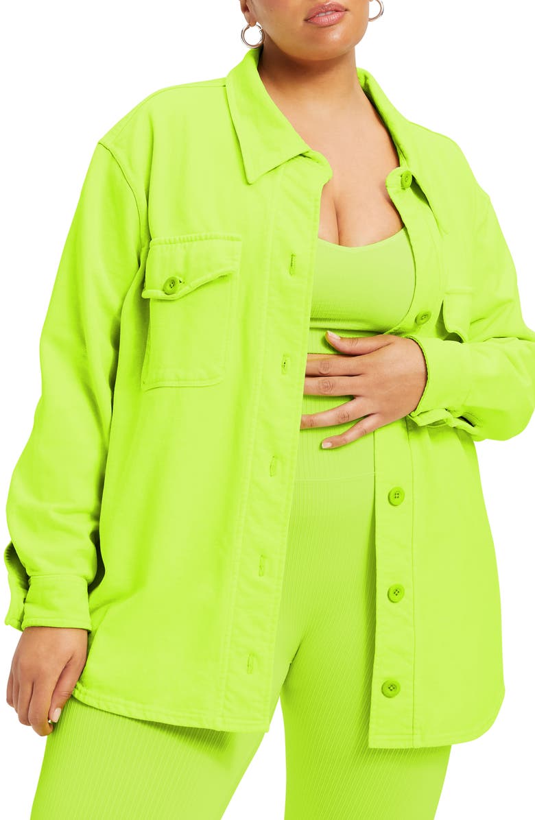 Good American Cotton Fleece Shacket, Alternate, color,