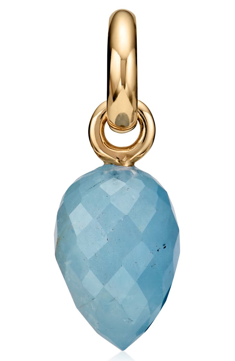 Monica Vinader Fiji Bud Gemstone Enhancer, Main, color, Yellow Gold/ Aquamarine