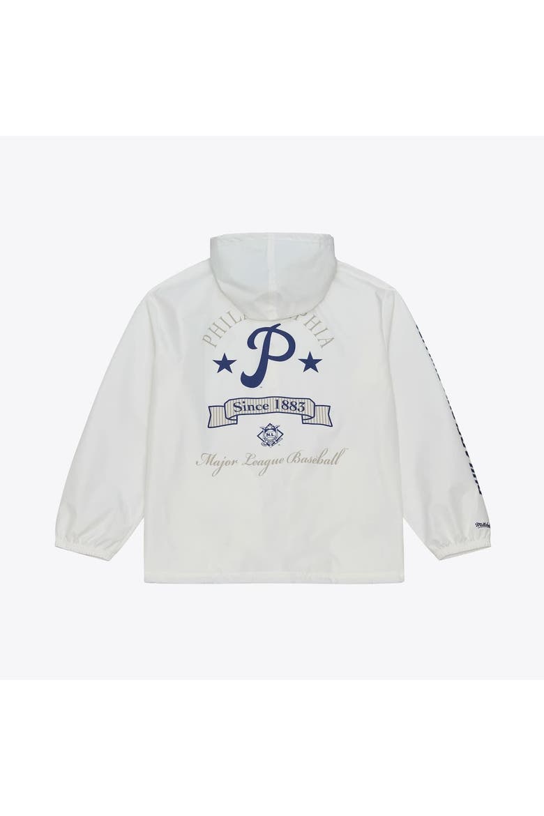 Men's Mitchell & Ness White Philadelphia Phillies Yacht Rock Coaches Full-Snap Hooded Windbreaker Jacket, Alternate, color, White