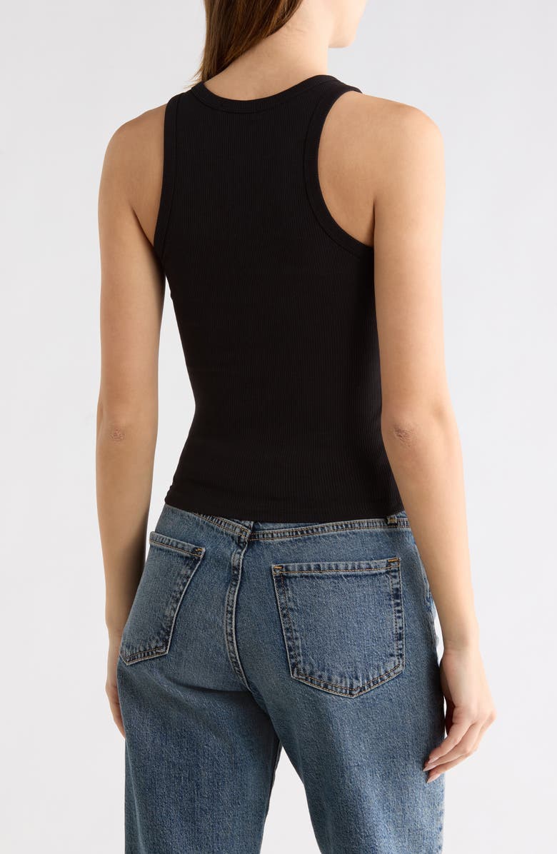 Von Dutch Rhinestone Ribbed Tank, Alternate, color, Black