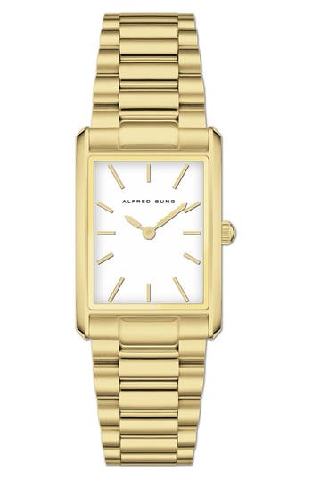 Alfred Sung Horizon Rectangular Bracelet Watch, 22mm X 32mm In Gold