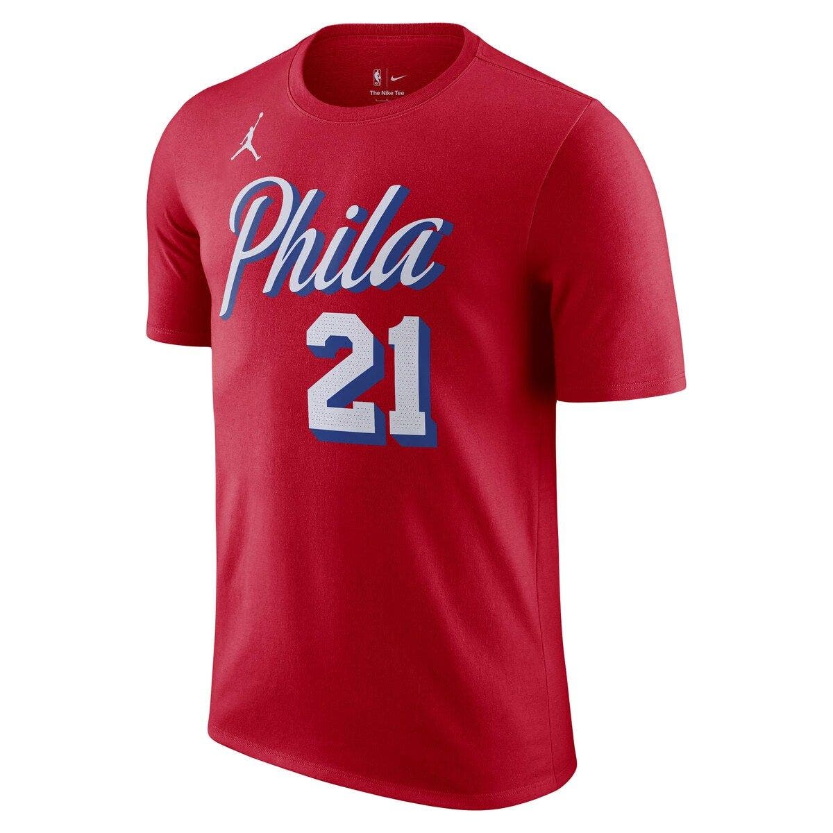 Men's Jordan Brand Joel Embiid Red Philadelphia 76ers 2022/23 Statement Edition Name & Number T-Shirt - image 2