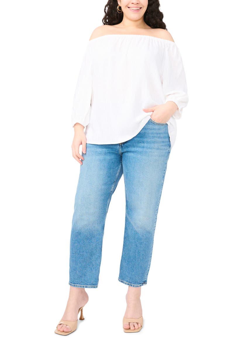 Off the Shoulder Puff Sleeve Top, Alternate, color, WHITE